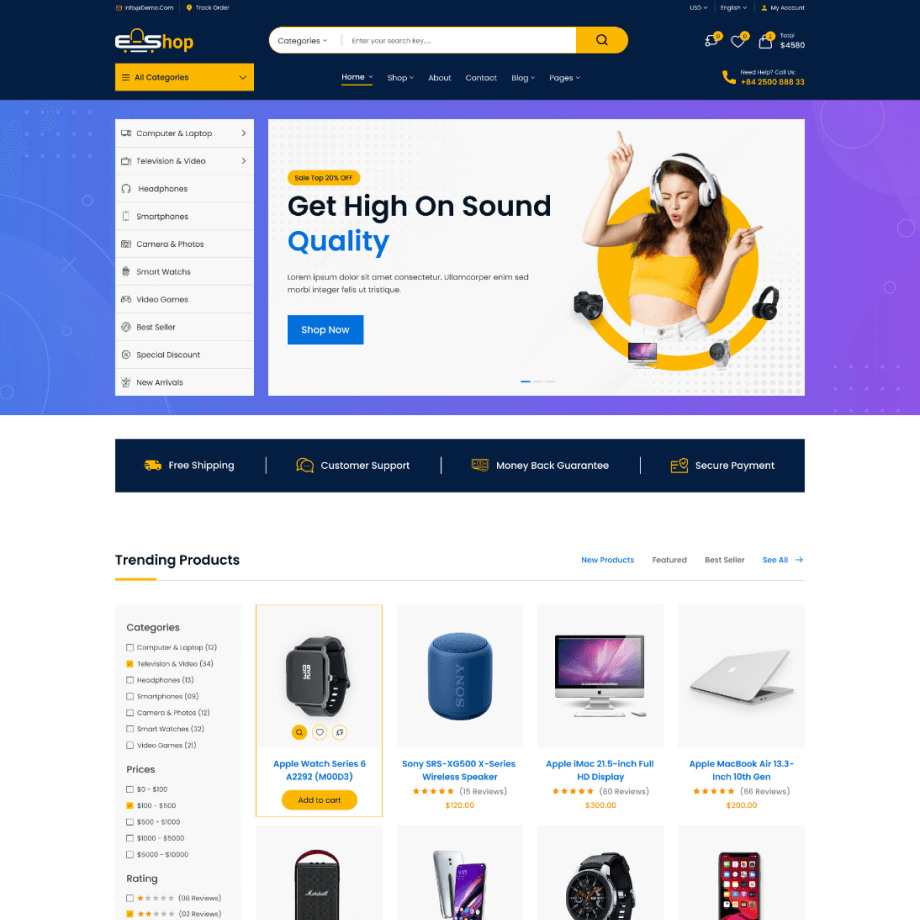 e-shopi home page demo