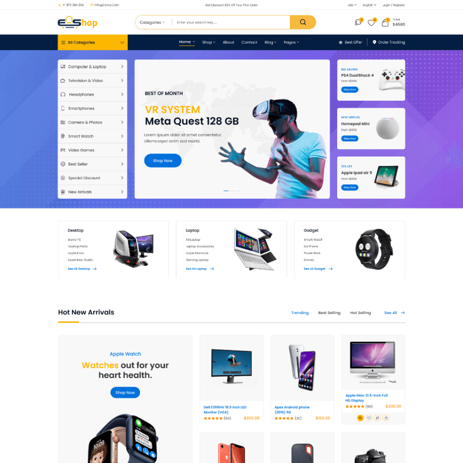 e-shopi home page demo