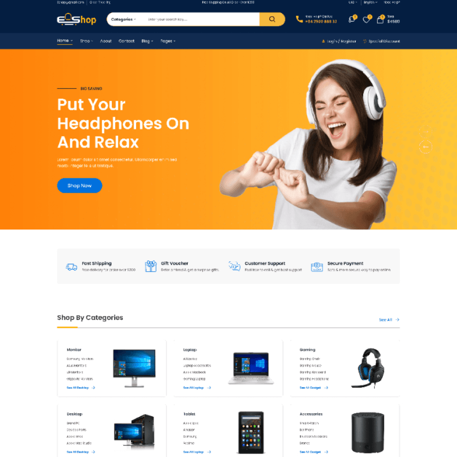 e-shopi home page demo