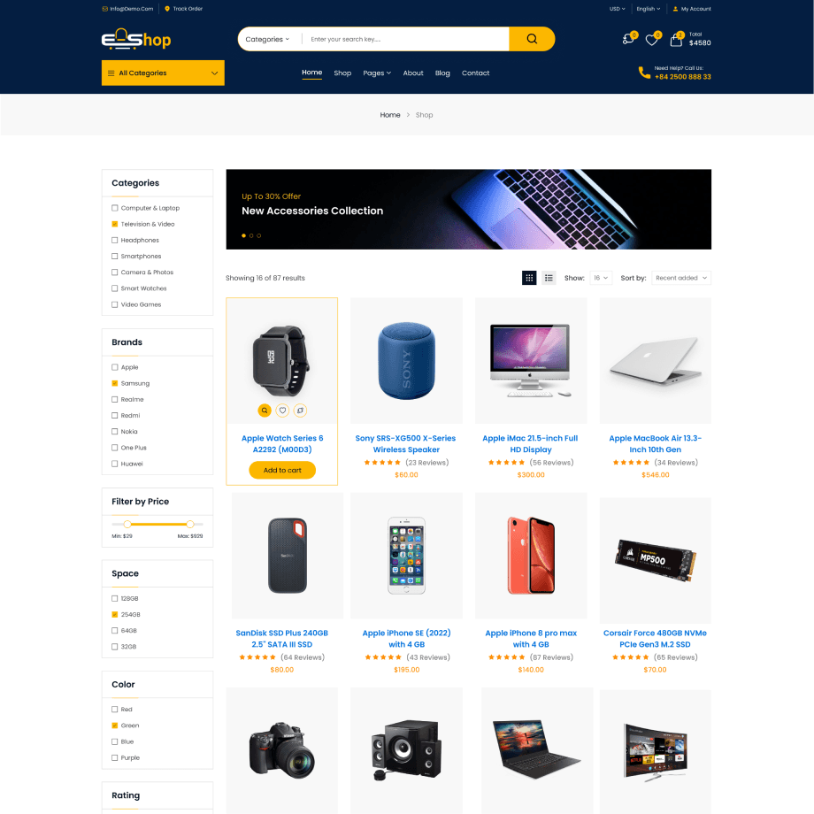 e-shopi home page demo