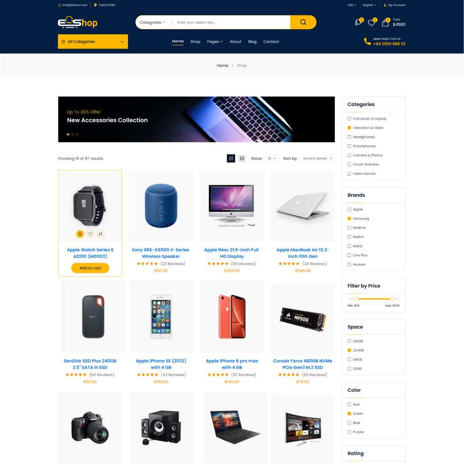 e-shopi home page demo