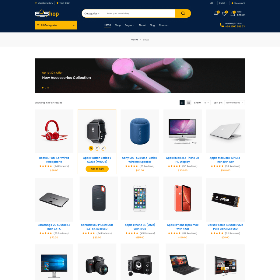e-shopi home page demo
