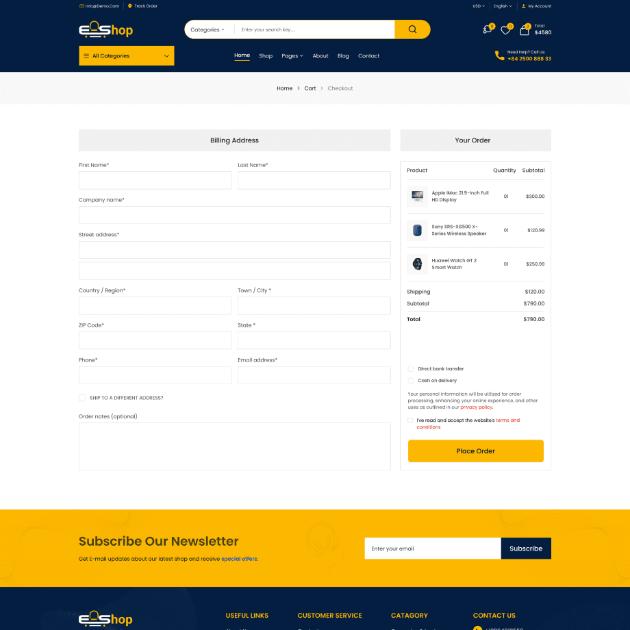 e-shopi home page demo