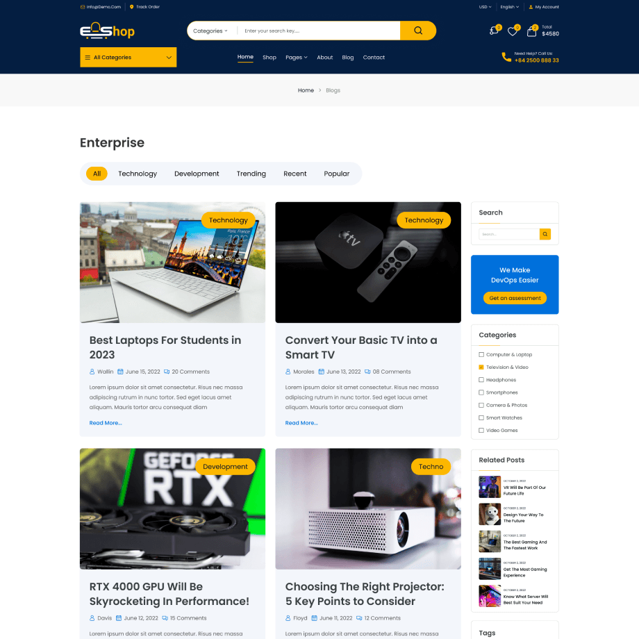 e-shopi home page demo