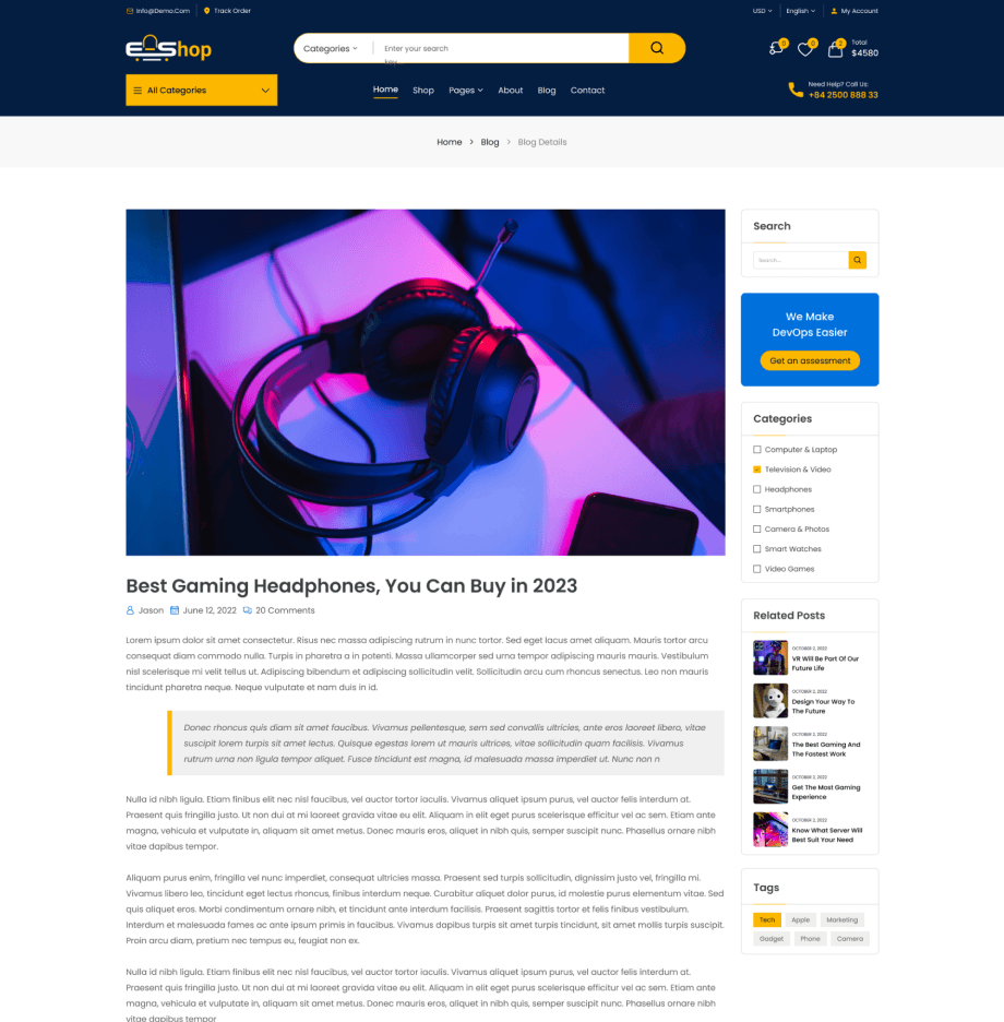e-shopi home page demo