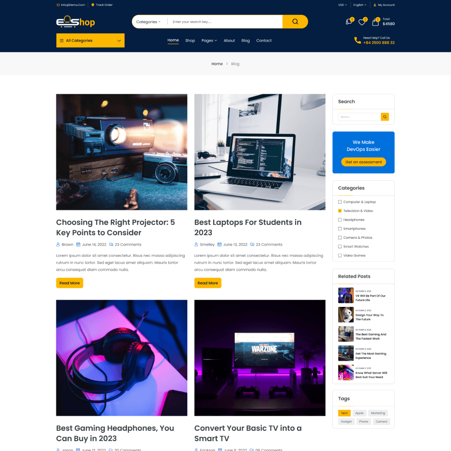 e-shopi home page demo