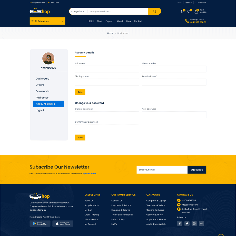 e-shopi home page demo