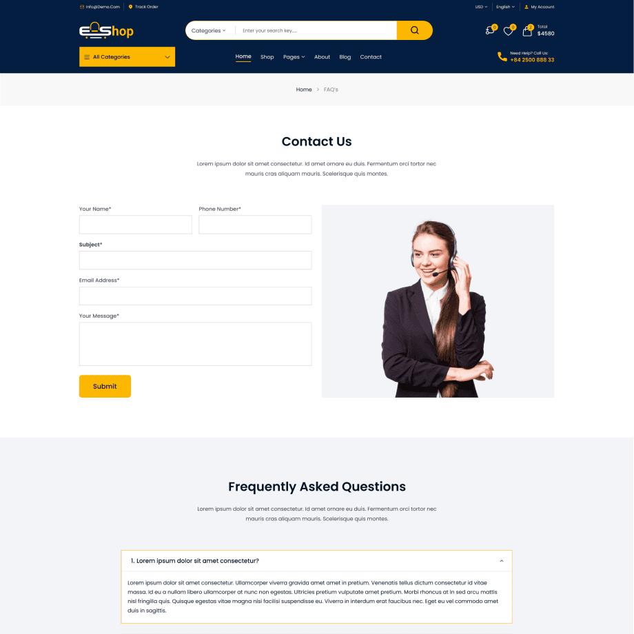 e-shopi home page demo