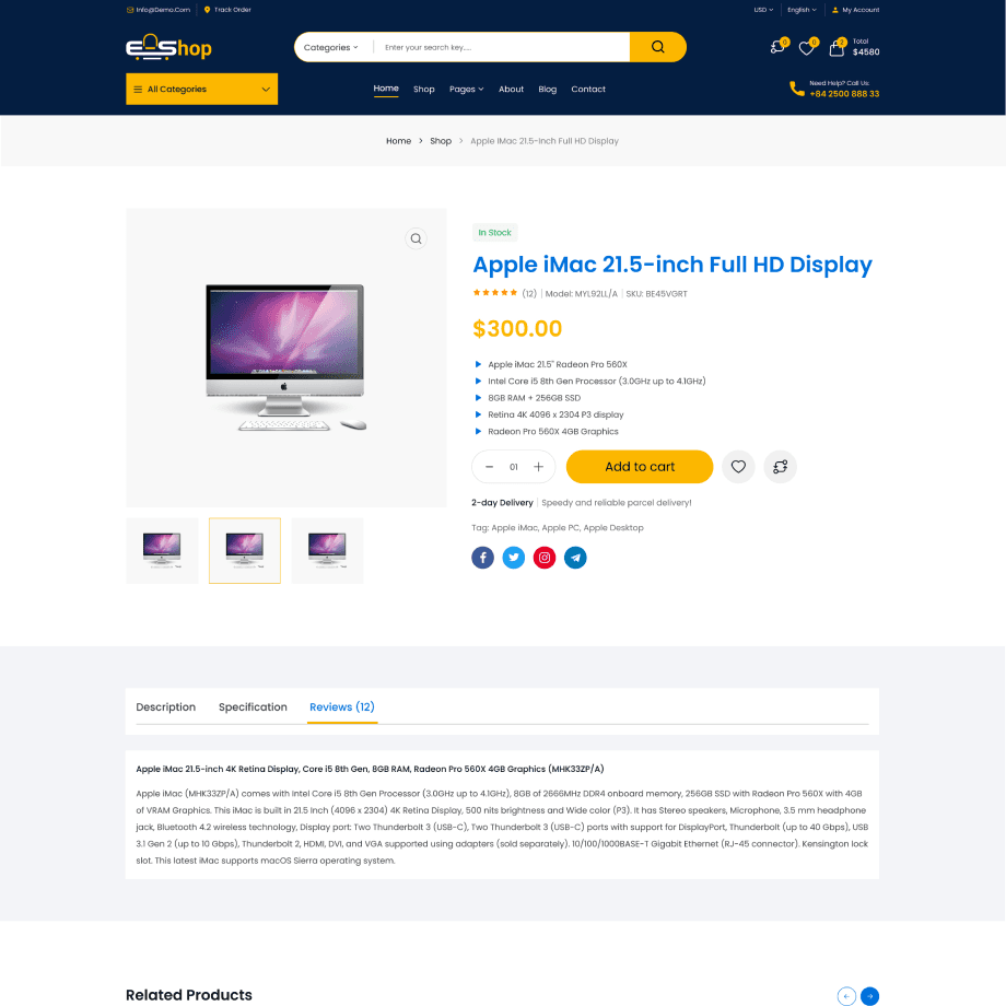 e-shopi home page demo