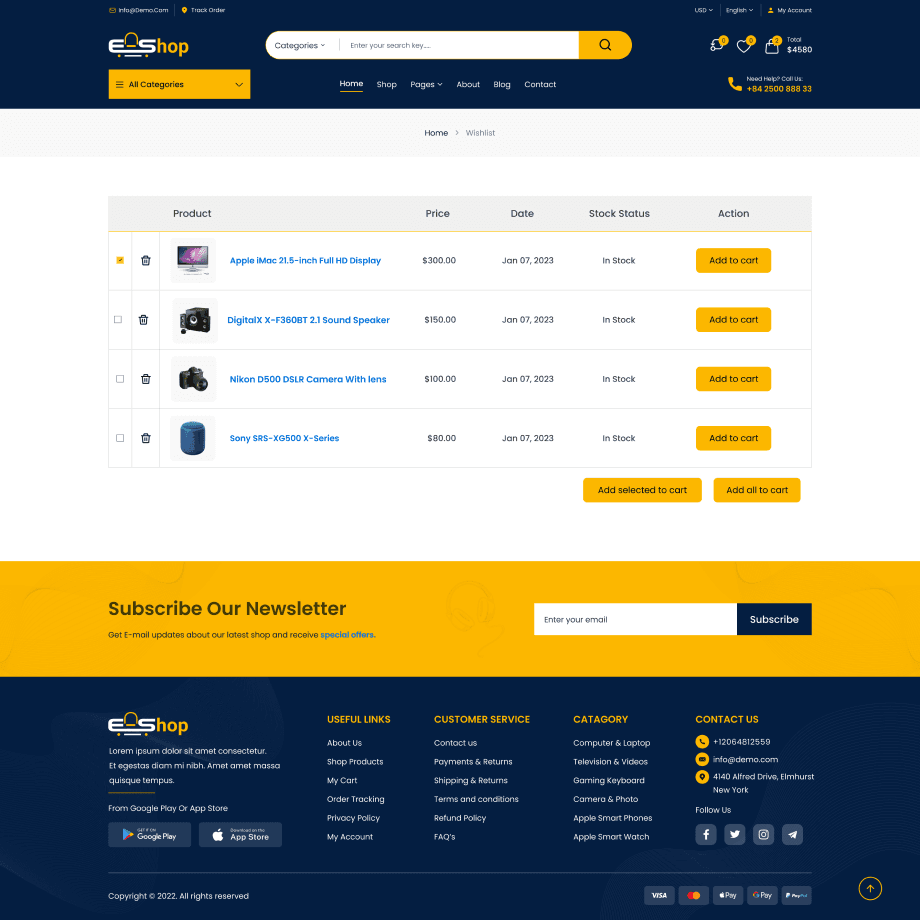 e-shopi home page demo